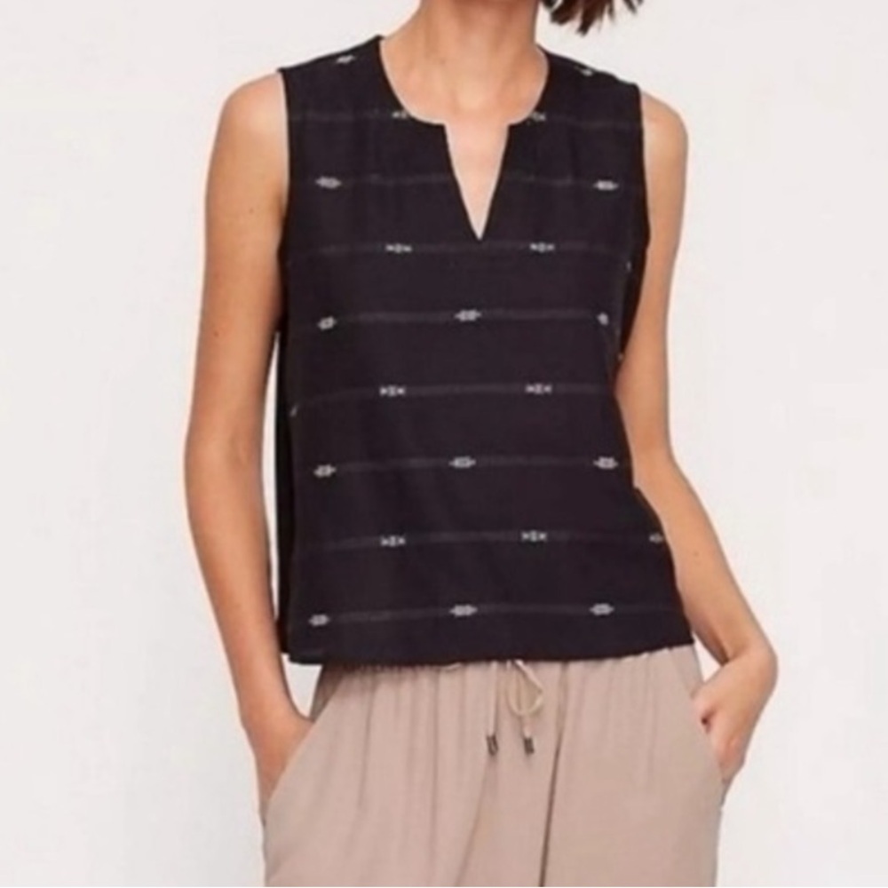 Eileen Fisher organic cotton round split neck tank top size small